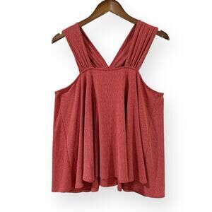Easel Rust Wide Shoulder Strap Flowy A-line Tank Top Blouse Womens Large Boho